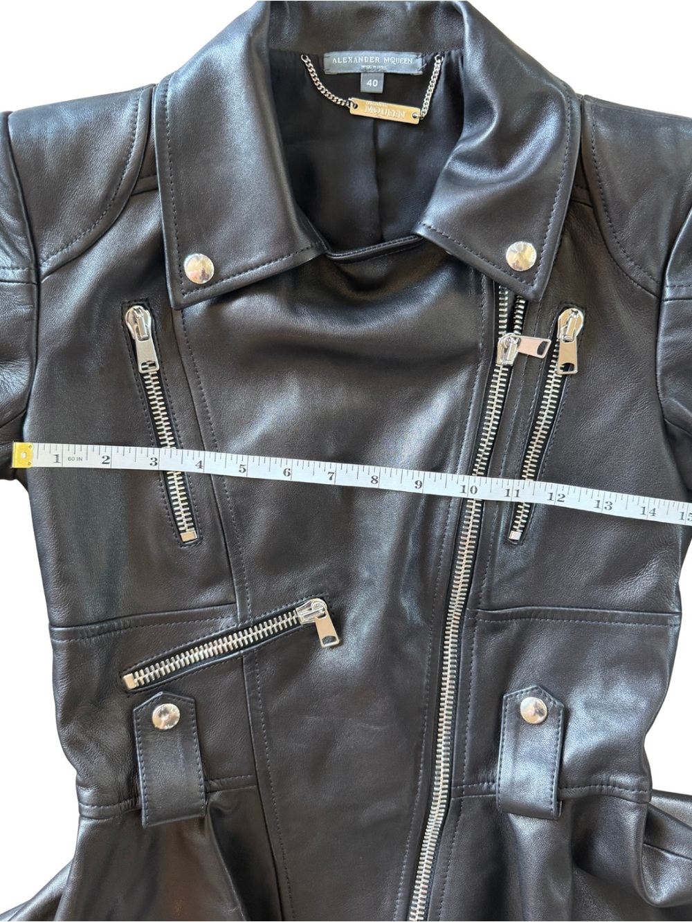 Alexander McQueen Black Peplum Leather Biker Jacket 40IT/S - Picture 7 of 10